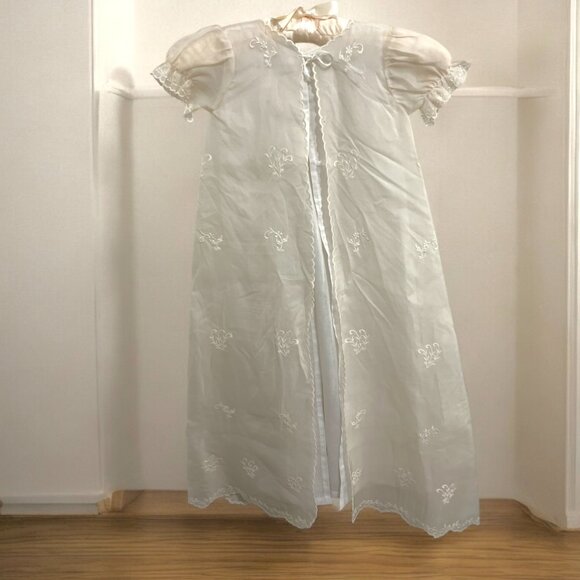 Vintage 1980's Baptismal Embroidered Baby Christening Long Gown 6 - 9 Mos - Picture 9 of 15